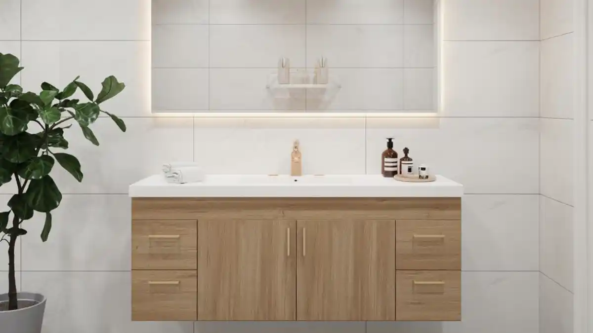 Serene Bleached Oak Spa Retreat – A Raw Wood Approach to Vanity Makeovers