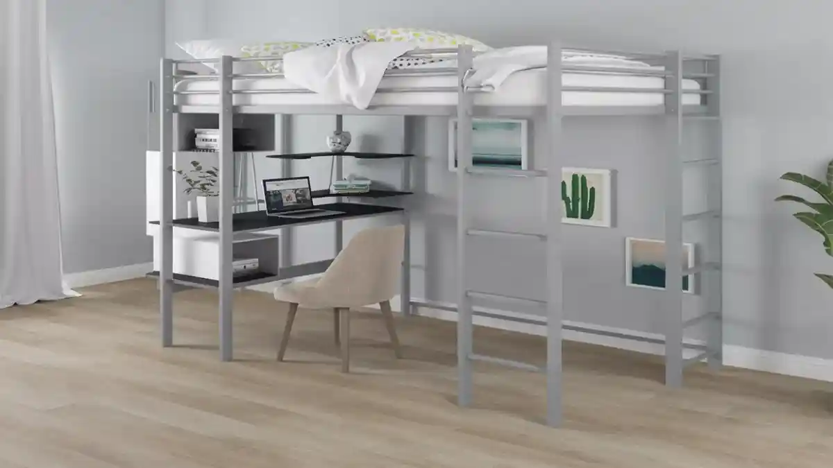 Sleek Grey Metal Loft Station – Vertical Living with a Minimalist Pulse