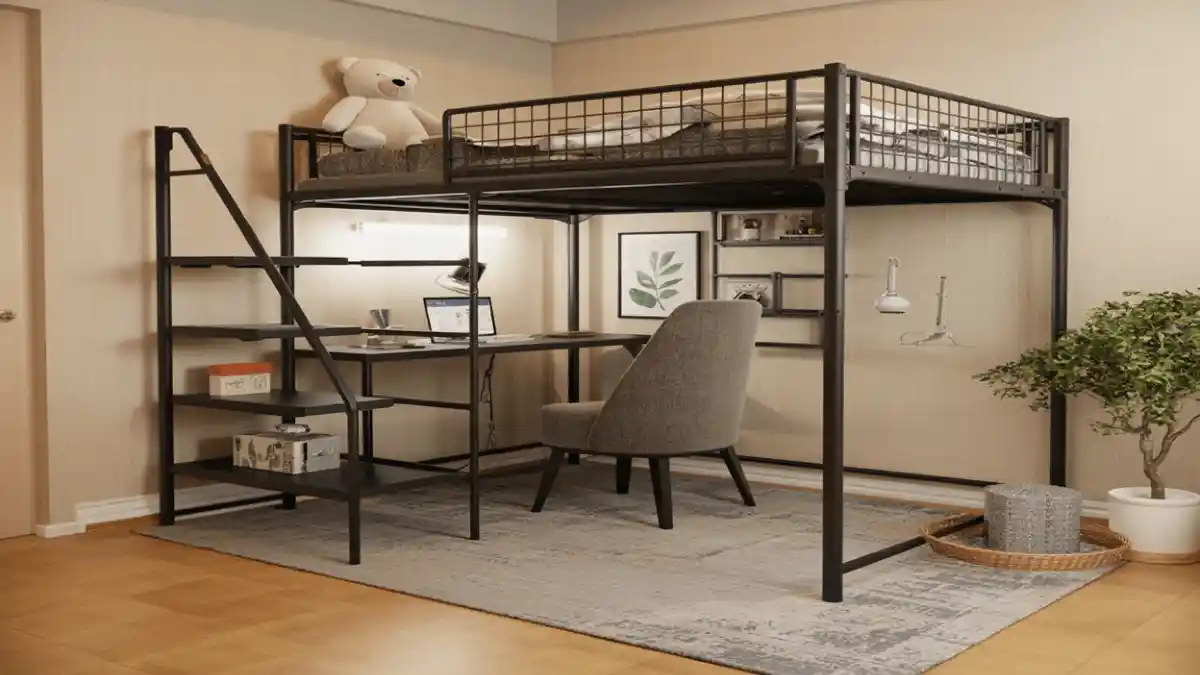 Sleek Industrial Black Metal Loft – Designing a Multi-Functional Workspace for Urban Living