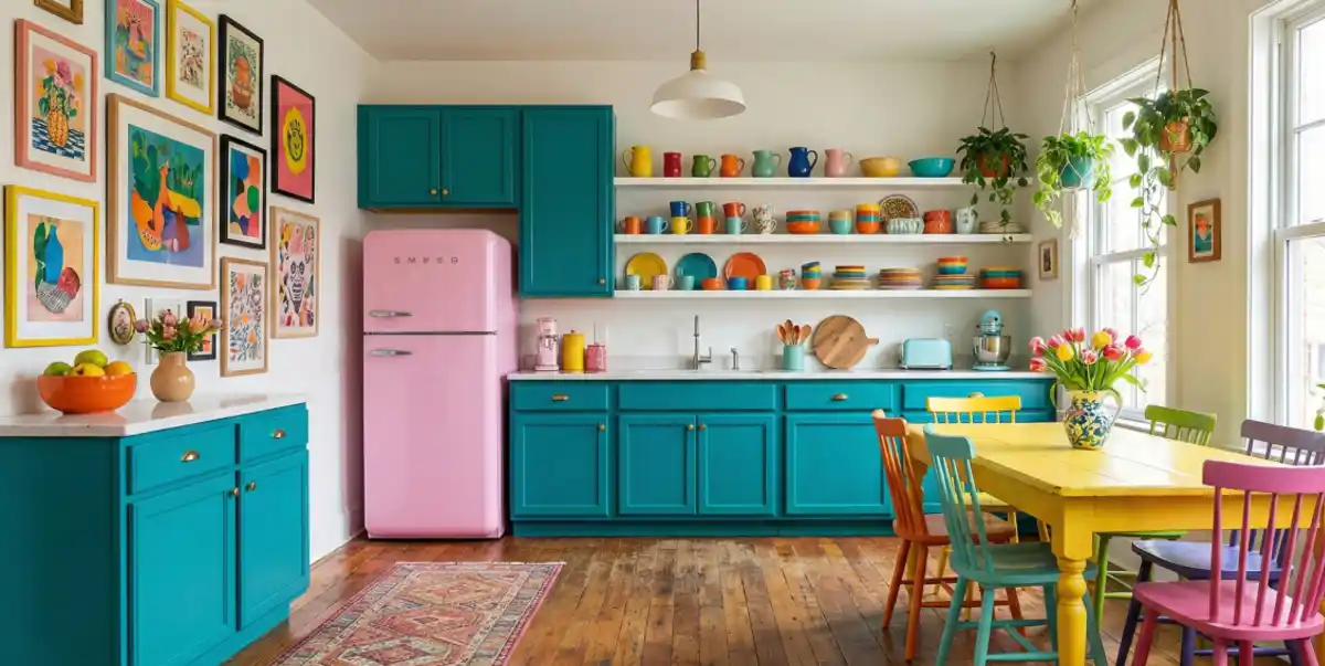 Teal and Taffy Retro-Pop Kitchen – Cooking Up Joy in a Colorful Hub