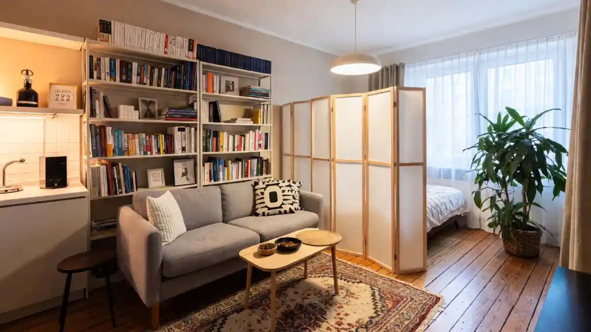 Warm Neutrals & Shoji-Style Screens – A Cozy Book-Lover’s Retreat