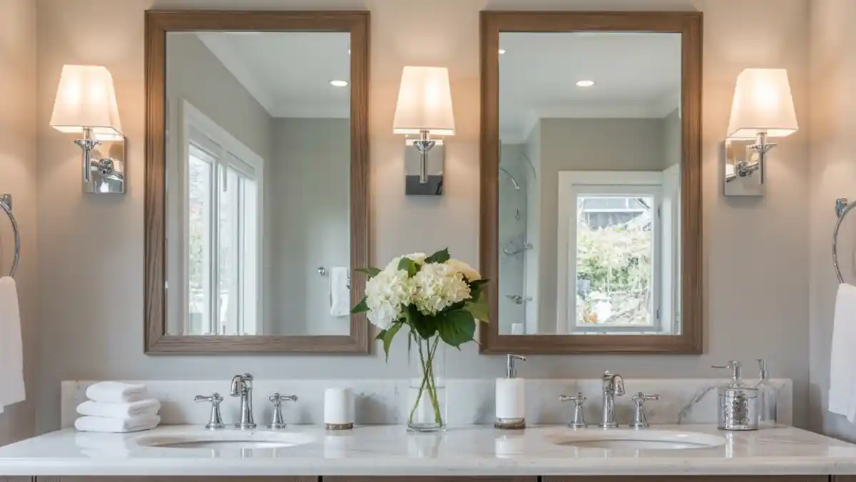 Warm Oak and Marble Serenity – Framing the Perfect Vanity Upgrade