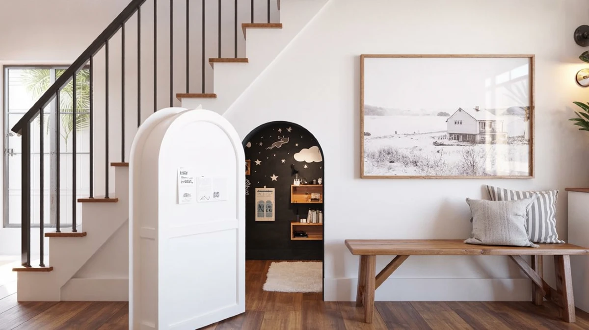 Whimsical Starry Night Play Nook – Utilizing Dead Space Under Stairs