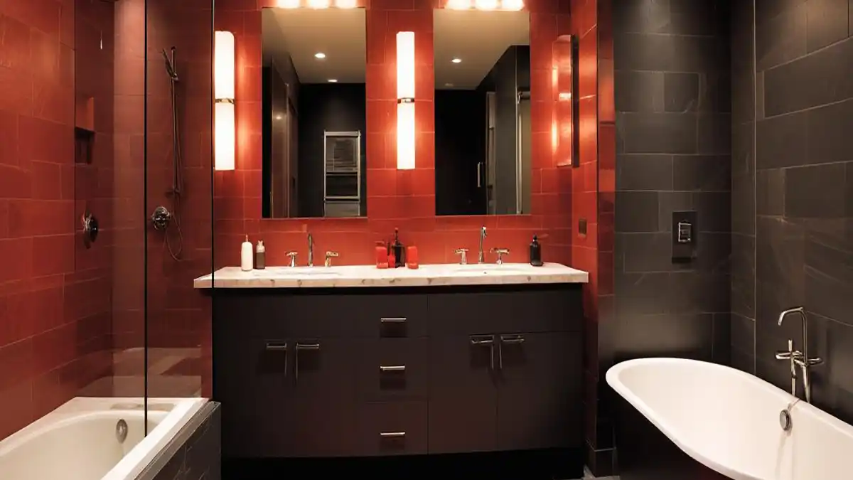 20+ Bold Red Marble Bathroom Designs for Drama Lovers