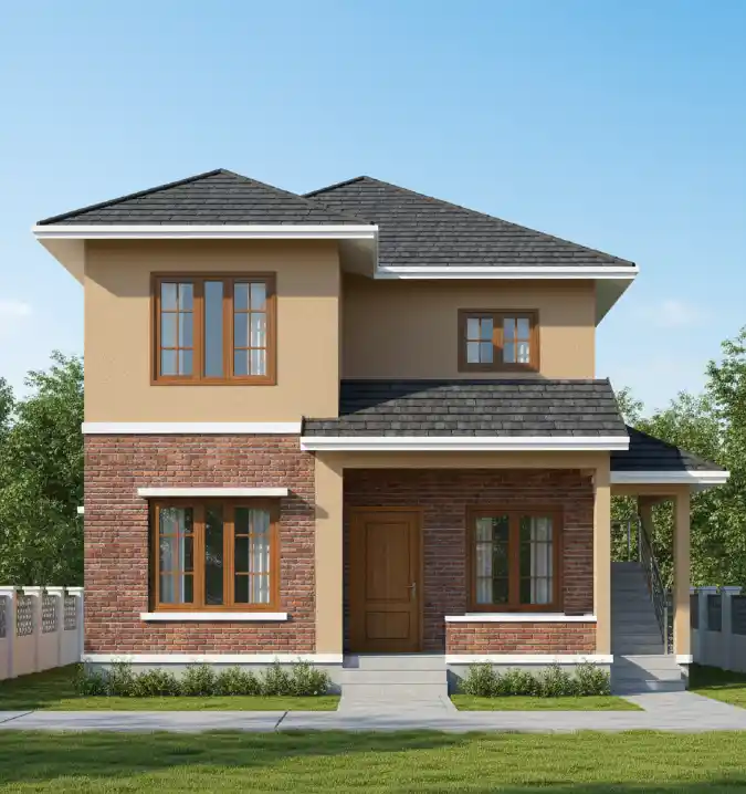 Compact Red-Lined Traditional Haven - A 3-Bedroom Layout Maximizing Every Inch