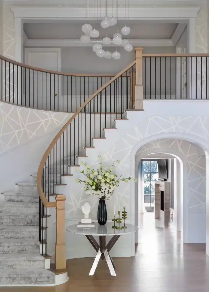 Geometric Elegance Meets Sculptural Light - Grand Foyer with Modern Flair