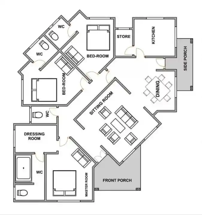 Geometric Modern 3-Bedroom Floor Plan – Styling Your Home With Angles