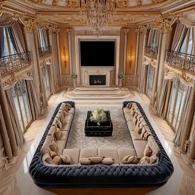 Gilded Baroque Grand Hall — Neoclassical Lounge with Regal Opulence