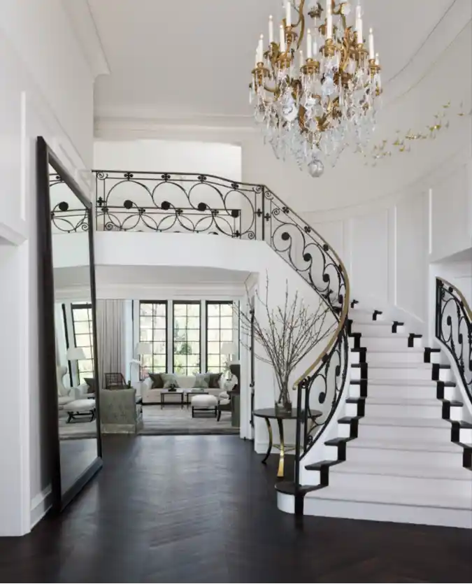 Gilded Crystal Elegance Foyer - Grand Mansion Entry with Timeless Grandeur