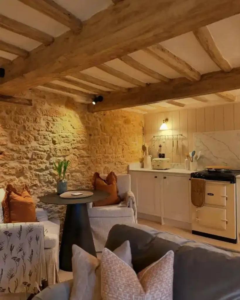 Honey-Toned Stone & Timber Kitchenette – Capturing Medieval Warmth for Everyday Living