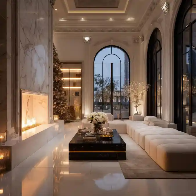 Marble Majesty High-Ceiling Grand Room - Breathtaking Mansion Interior for Ultimate Luxury