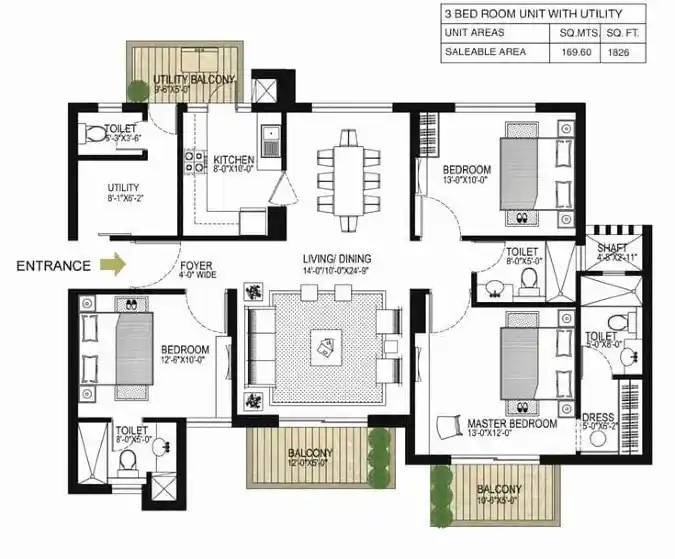 Modern Spacious 3-Bedroom Floor Plan - Designing for Connection and Comfort