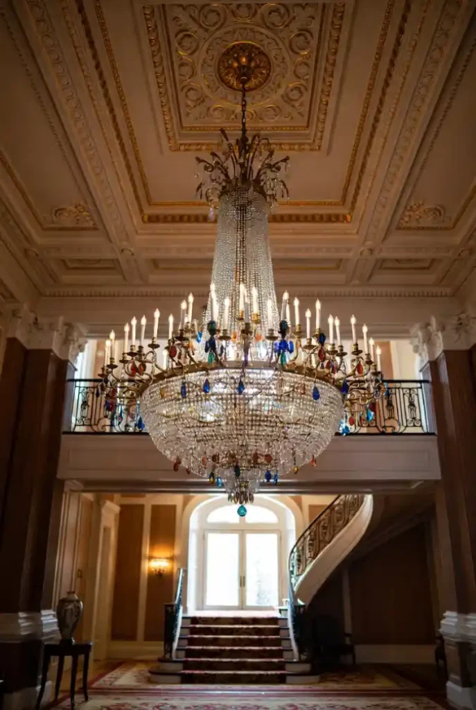 Royal Sapphire Crystal Entry - Grand Mansion Foyer With a Bold Twist