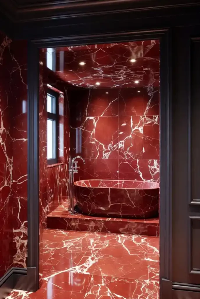 Ruby Red Jewel Box Bathroom - Maximum Drama in a Compact Space