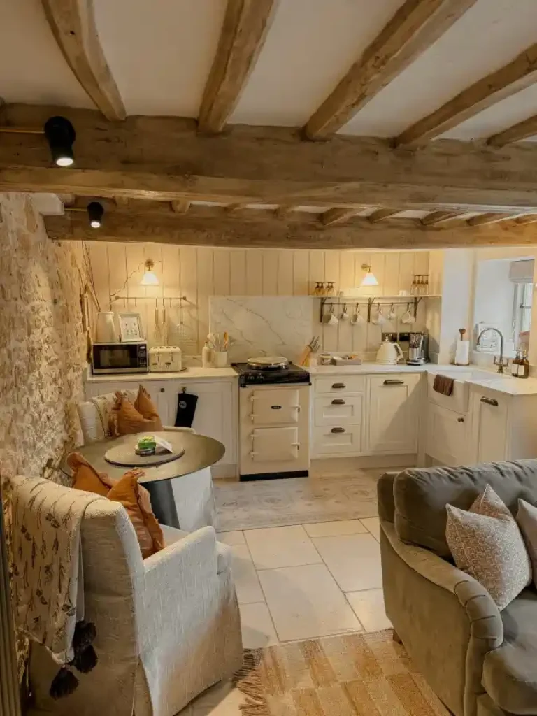 Rustic Stone and Cream Open Plan Kitchen