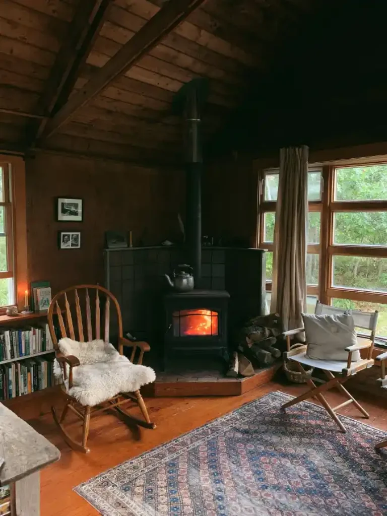 Rustic Timber & Ember Glow Living Room – Anchoring Your Cottage with Old-World Warmth