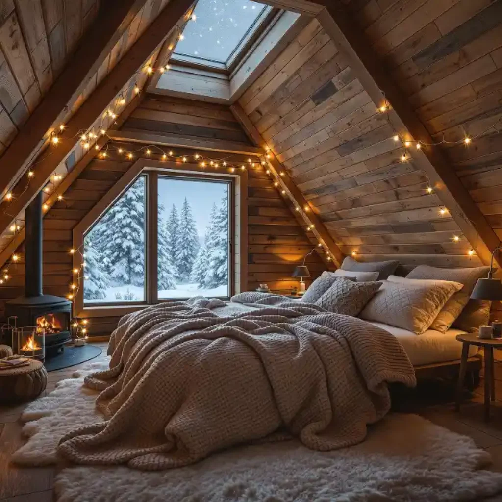 Rustic Timber and Warm Neutral Loft – A Snowy Winter Fairytale Escape