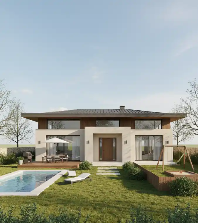  Sage and Cream Family Haven - A 3-Bedroom Plan with Outdoor Bliss