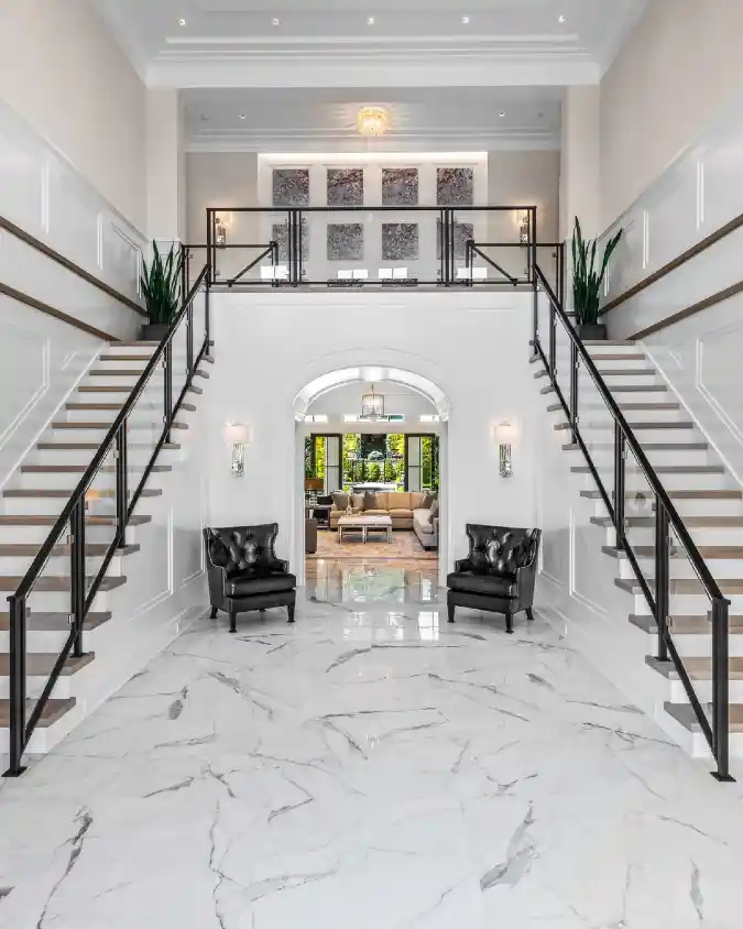 Symmetry in Stone — Grand Mansion Foyer Ideas With Jaw-Dropping Chandeliers