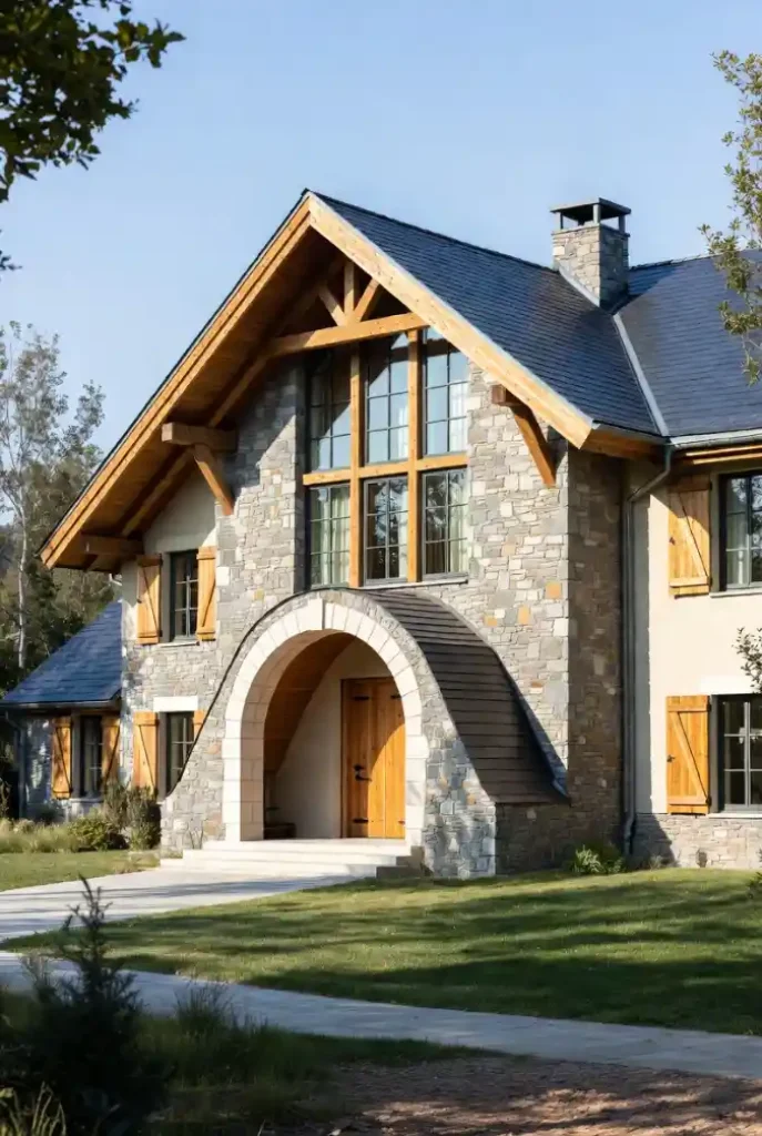 Warm Timber and Stone Manor - A Contemporary Take on Castle Living