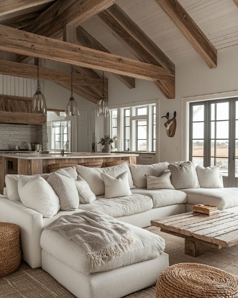 White & Wood Cathedral Living Area – Bringing Light to Medieval Architecture