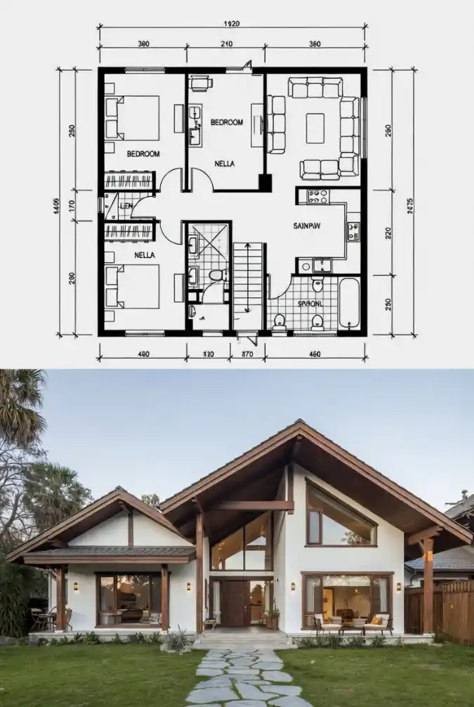 A-Frame Modernist Haven - Triple Bedroom Layout with Peak Charm