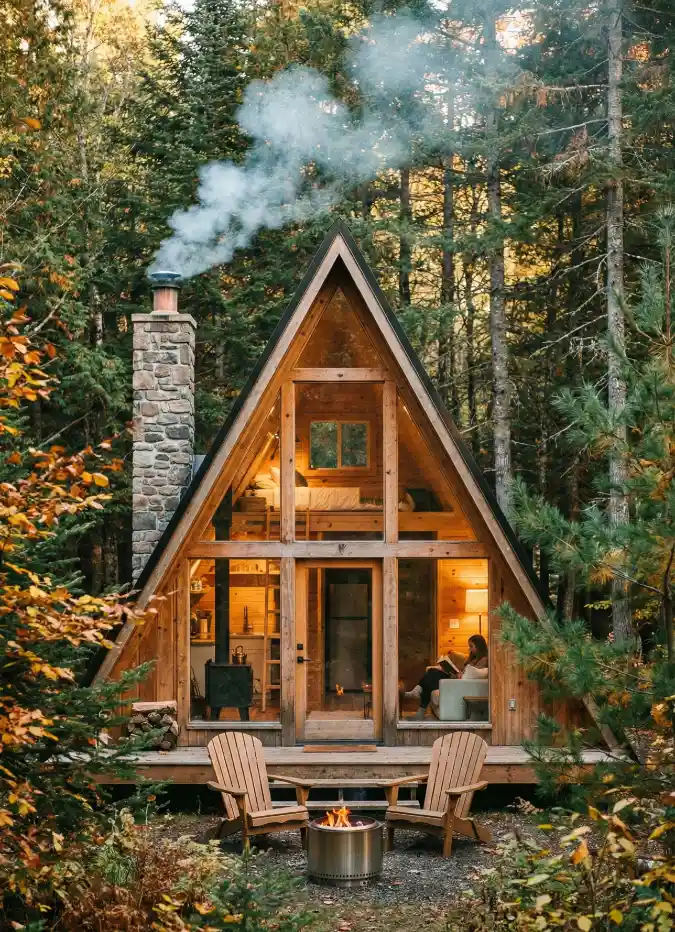 Amber Glow A-Frame - Escaping to a Wooded Sanctuary