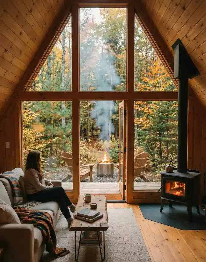 Amber Glow A-Frame - Escaping to a Wooded Sanctuaryy