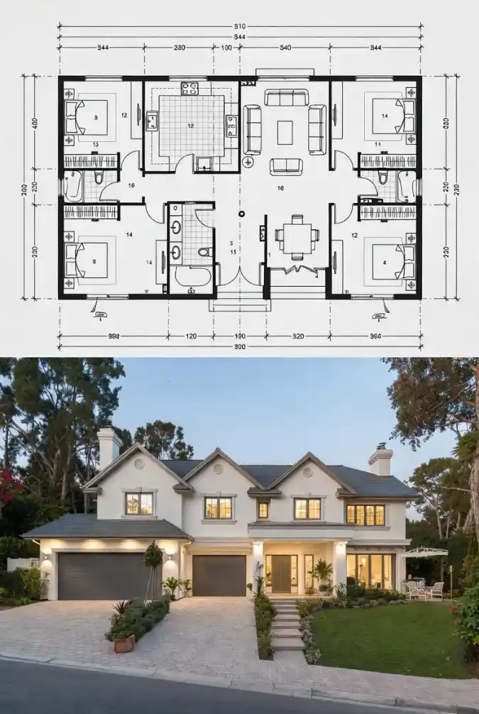 Architectural Symphony - Modern Farmhouse 4-Bedroom Layout