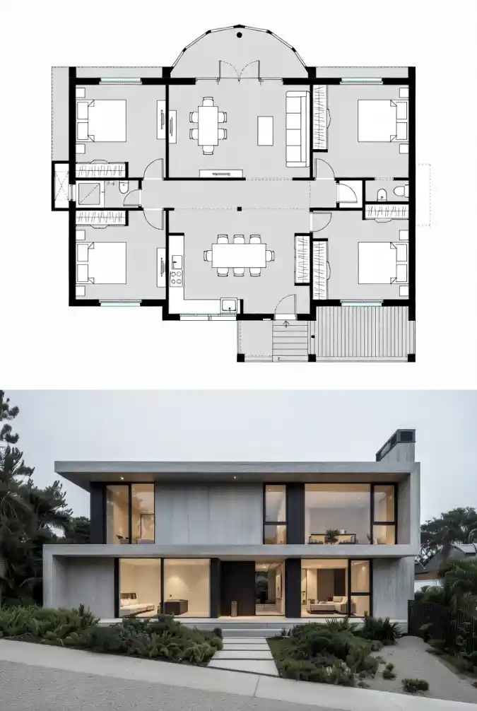 Brutalist Concrete Canvas - Modern 4 Bedroom Masterpiece