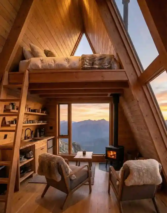Cliff-Hanging Cedar Sanctuary - A-Frame Design Reaching New Heightss