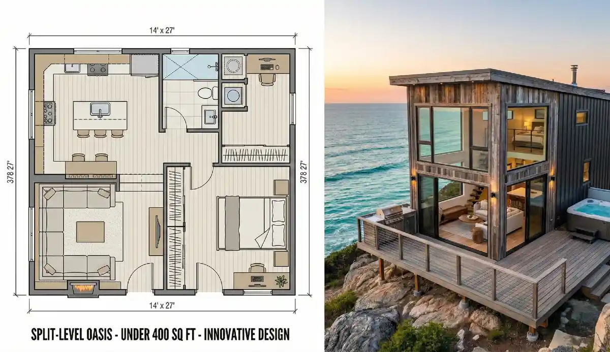 Coastal Cedar Micro-Loft - Split-Level Living with a Modern Edge
