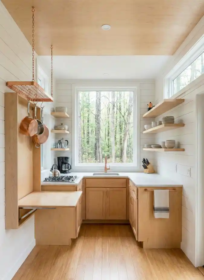 Copper Accents and Scandi-Wood Minimalism A Masterclass in Tiny Kitchen Efficiency