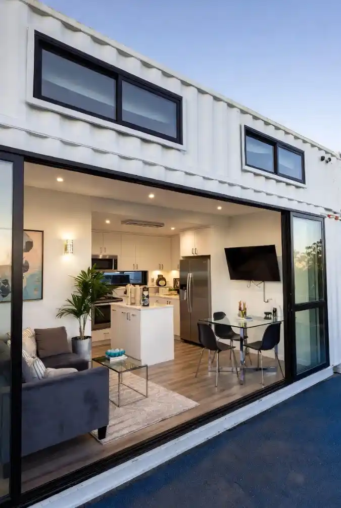 Crisp White Industrial Chic - Container Living with an Airy Open Floor Plan