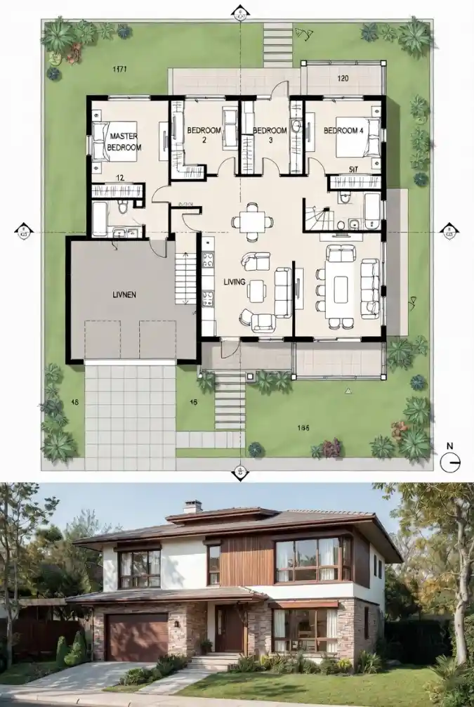 Earthy Modern Multi-Level - 4 Bedroom Haven with Smart Zoning