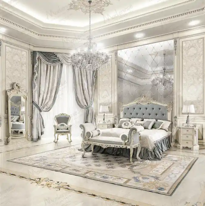 Gilded Powder Blue Sanctuary – Mansion Elegance Redefined