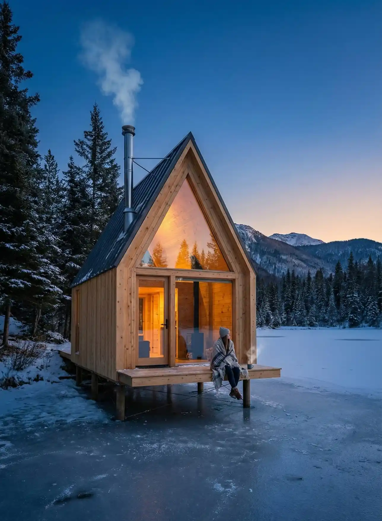 Golden Glow Glacial Retreat - A-Frame Escape with a Waterfront Edge