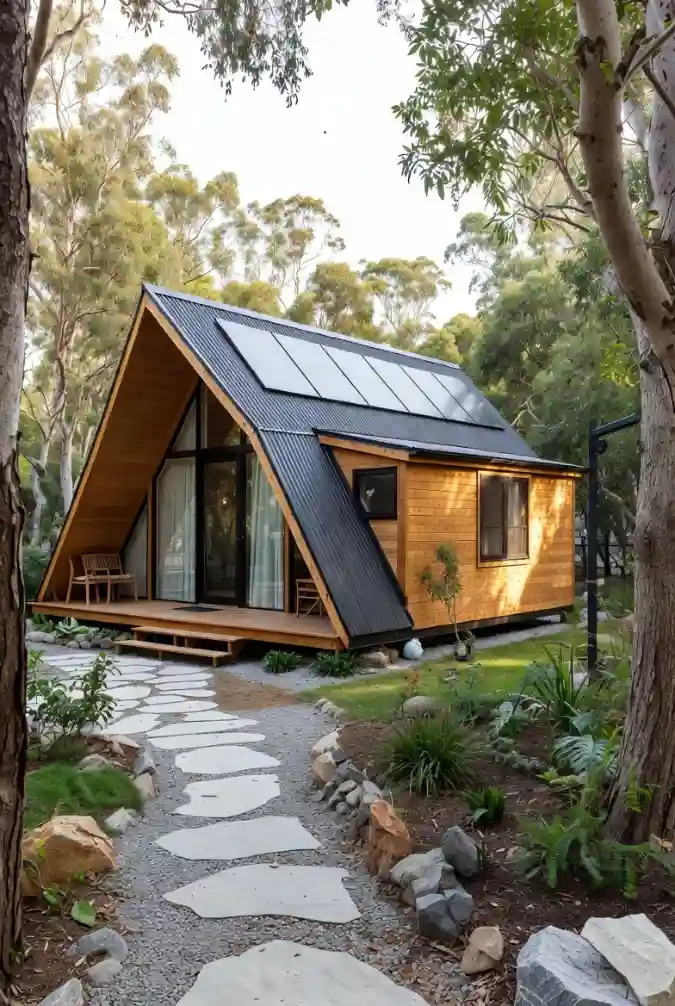 Honey-Hued Hybrid A-Frame - Off-Grid Living with a Modern Edge