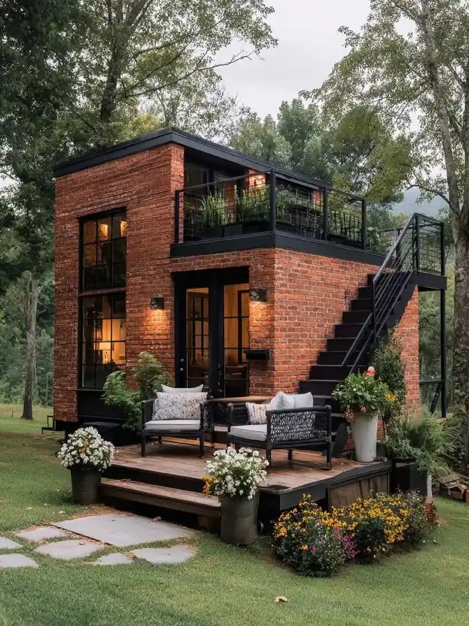 Industrial Brick Loft Tiny Home - Exterior Design With Urban Edge