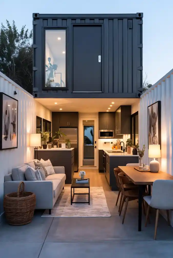 Midnight Charcoal Loft - Shipping Container Living with Modern Edge