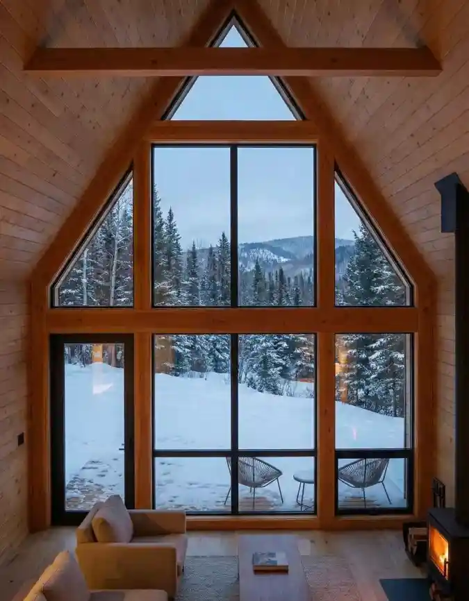  Midnight Metal Meets Warm Cedar - Modern A-Frame Cabin Escape
