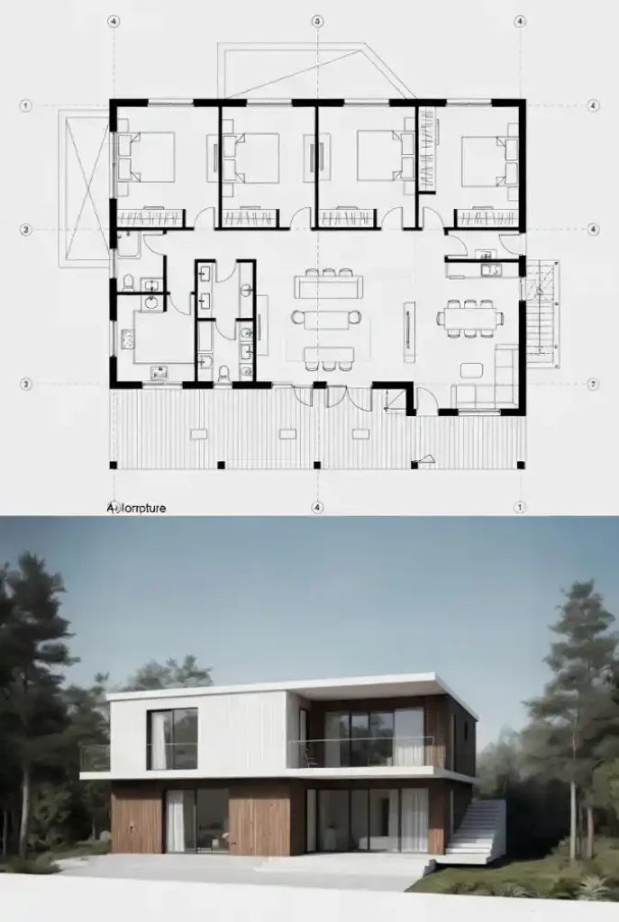 Minimalist Wood and White Sanctuary - 4 Bedroom Architectural Fusion