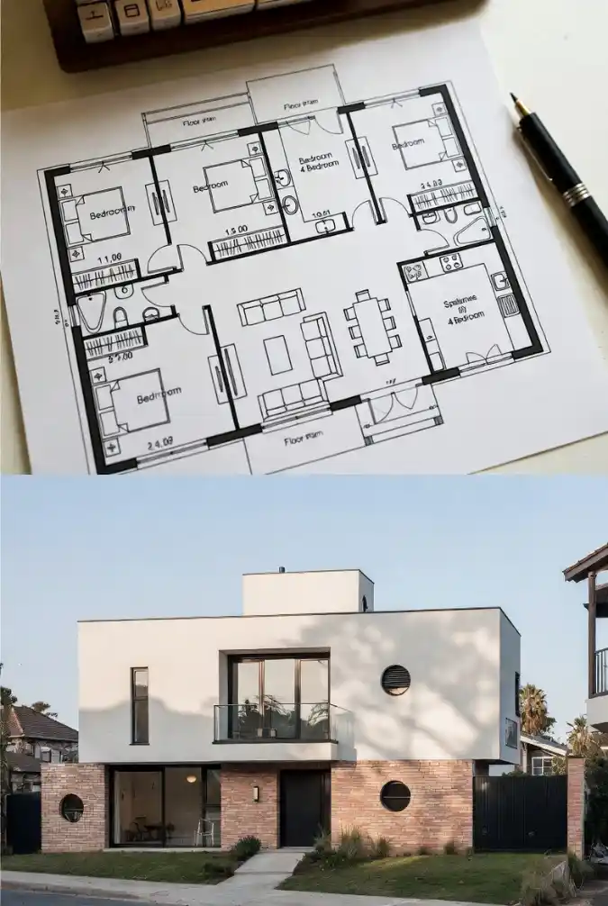 Modern Minimalist Exterior - A Statement 4 Bedroom Family Hub