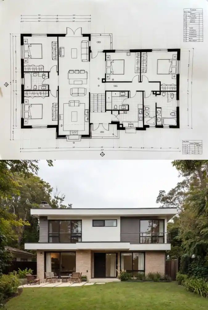 Modern Multi-Level Marvel - 4 Bedroom House Plan with Seamless Flow