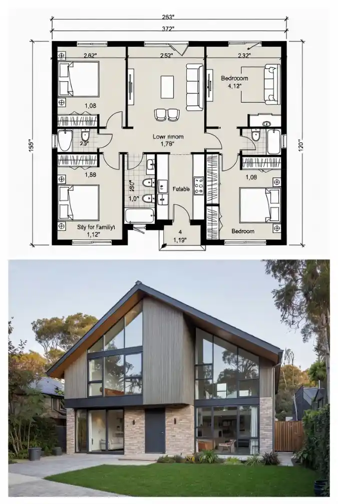 Modern Stone and Glass Sanctuary - 4 Bedroom Family Haven