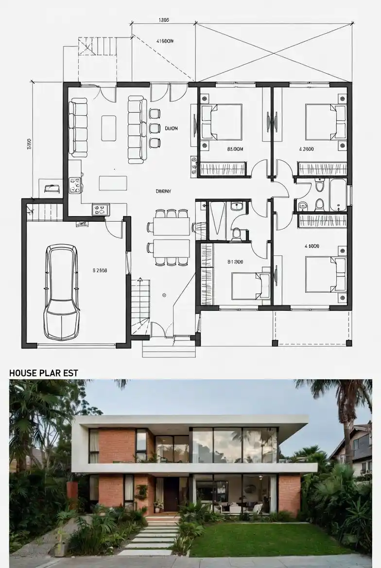 Modern Tropical Haven - 4-Bedroom Layout with Seamless Indoor-Outdoor Flow
