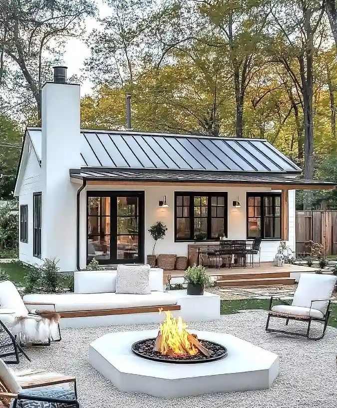Monochrome Zen Fire Pit - Minimalist Patio Extension