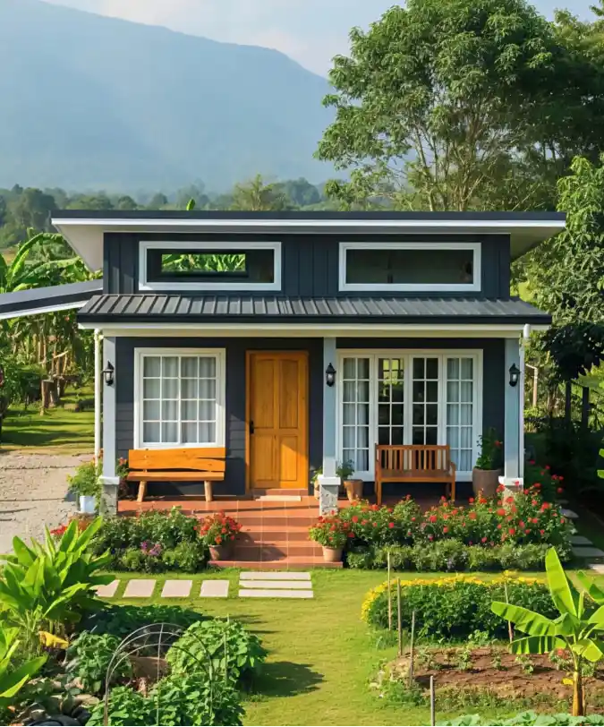 Navy Blue Mountain Retreat Tiny Home - Exterior Design with a Modern Edge