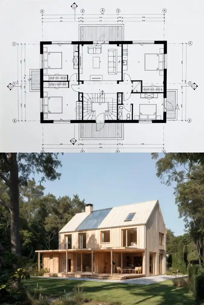 Nordic Timber Sanctuary - 4-Bedroom Layout with a Modern Soul