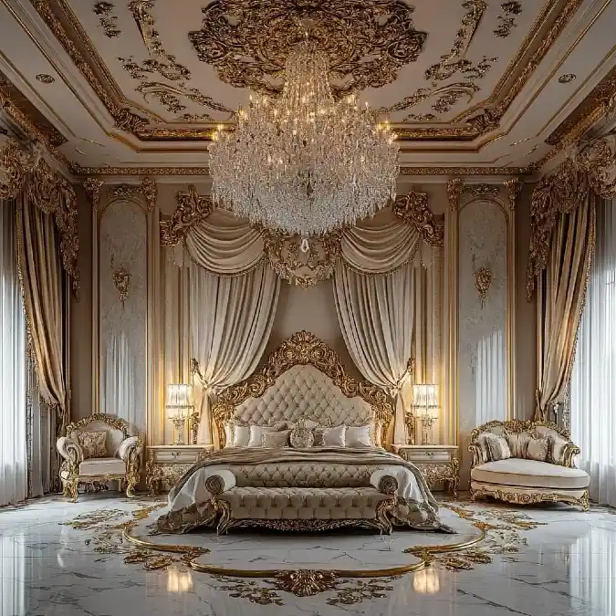 Royal Cream and Gold Sanctuary - Opulence Reimagined for Modern Mansions